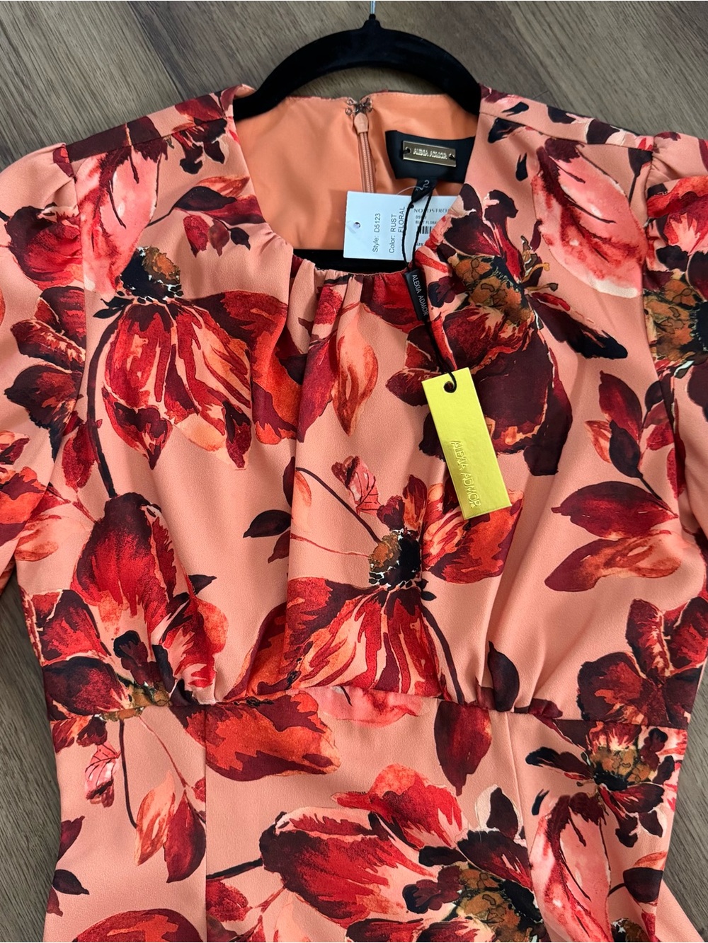 NWT - Alexia Admor - Rust Floral Long Sleeve Empire Waist Maxi Dress - Picture 6 of 15